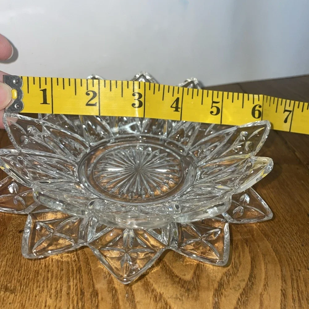1960s Vintage Clear Federal Glass Petal Cross‎ Plate and Round Coupe Bowl